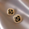 design jewelry exquisite copper inlaid zircon square black acrylic letter earring elegant women's simple accessories