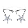Snowflake Zircon Stud Earrings For Women 925 Stamp Silver Color Designer Earrings Wedding Party  Fine Jewelry 2022