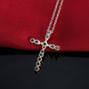 Female Cross Pendants 925 Stamp Silver Color Blue Zircon Cross Pendant Necklace Jewelry For Men/Women
