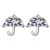 925 Stamp Silver Color Zircon Earrings Mini Umbrella Studs Earring Women Wedding Jewelry Engagement