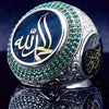 Islam Muslim Rune Pattern Ring Men's Ring Bohemian Crystal Inlaid Ring Religious Amulet Accessories Party Jewelry
