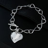 designer brands 925 sterling silver romantic Double Heart Pendant Bracelets for women party wedding Jewelry Couple gifts