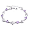 Delicate 925 Stamp Silver Color Crystal Bracelets Heart Chain Women Girls Bracelet Female Wedding Valentines Jewelry Christmas