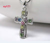 Cross Necklace Multi Color Crystal Rhinestone Pendant Necklace with 45cm Snake Chain one piece  xy121