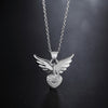 925 Stamp Silver Color 18 Inches Angel Wing Heart  Womans Zircon Necklaces &amp; Pendants Link Chain Party Girl Jewelry