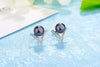 925 Stamp Silver Color Black Pearl Charm Earrings Zircon Studs Earring Women Girl Ladies Jewelry Christmas Gift