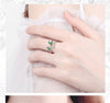 925 Stamp Silver Color Twig Green Leaf Adjustable Open Finger Rings For Women Girls Wedding Dorpshipping Anelli Party Jewelry