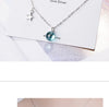 925 Stamp Silver Color Blue Round crystal Pendants and Necklace For Women Wedding party Girl Jewelry