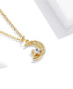 Electroplating Star and Moon Titanium Steel Necklace Gold Small and Smart Inlaid Zircon Temperament Niche Clavicle Chain