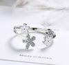925 Sterling Silver Glazed White Little Flower Adjustable Open Finger Rings For Women Girls Wedding Anelli Fine Party Jewelry