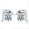 925 Stamp Silver Color Zircon Earrings Pretty Dolphin Studs Earring Women Wedding Fine Jewelry Christmas Gift