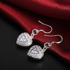 925 Stamp Silver Color Women Zircon Heart Dangle Earrings 2022 Trend Wedding Party Jewelry For Women Christmas GaaBou