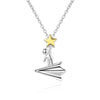 925 Stamp Silver Color Cute Aircraft Pendant And Necklaces For Women 18Inch Chain Wedding Party Jewelry Gift 2022 GaaBou