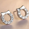 925 Sterling Silver  Jewelry Trendy Bow Round Earrings For Women Retro Party Girls Gift
