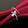 925 Sterling Silver Crystal elegant dragonfly Ring For Women 18k gold Wedding Party Gift Street all-match jewelry