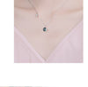 925 Stamp Silver Color Blue Round crystal Pendants and Necklace For Women Wedding party Girl Jewelry