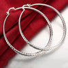 Carving 71mm/7.1cm Women's Hoop Earrings 925 Stamp Silver Color Big Earrings  Charm Jewelry 2022 Christmas GaaBou