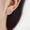 925 Stamp Silver Color Zircon Earrings Heart LOVE Studs Earring Women Wedding Fine Jewelry Engagement
