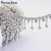 1yard Short tassel Pendant rhinestones trim fringe crystal metal chain  for dress,bag,shoes accessories ML004
