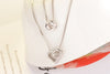 925 Stamp Silver Color Necklace Double Zircon LOVE Pendants Link Women Wedding Party Accessory Lucky Jewelry Gift