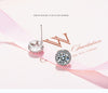 Female  925 Stamp Silver Color Round Zircon Earrings Charm Ear Stud For Women Girl Jewelry Gift