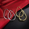 Fine 18K gold plated 925 Sterling Silver oval Rope 4.4cm hoop earrings for woman party Jewelry Wedding Christmas Gifts