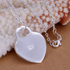 classic 925 Stamped Silver streetwear heart card Pendant Necklace for women Couple gifts party wedding Jewelry