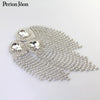 Glass Water Drop Fringed Crystal Epaulets patch Flexible Chain DIY Rhinestone tassel Brooch Decoration clothing Shoes Accessorie