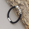 PolishedPlus Customized Bracelet Stainless Steel Leather Braid Men's  Name Beaded With Skull Personalized Birthday Gift