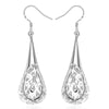 fine 925 Sterling Silver Hollow water drop shape Earrings for Women  party wedding Jewelry Christmas Gifts
