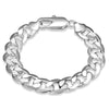 Men's Bracelets 12mm Curb Cuban Chain 925 Stamp Silver Color  Jewelry Male Gift Christmas GaaBou Jewellery