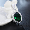 925 Stamped Silver noble Green crystal Pendant diamond Necklace for woman party Jewelry Christmas Gifts