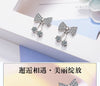 925 Stamp Silver Color Women  Bowknot Earrings Pendant Zircon Girl Gifts Jewelry New