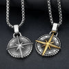 Round Pendant Cross Compass Necklace Men's Necklace Metal Sliding Round Cross Compass Pendant Necklace Accessories Party Jewelry