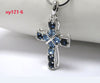 Cross Necklace Multi Color Crystal Rhinestone Pendant Necklace with 45cm Snake Chain one piece  xy121