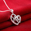 charms 925 Stamped Silver Elegant MOM crystal Heart Pendant Necklace for Women fine  designer jewelry gifts