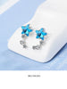925 Stamp Silver Color Women  Blue Star Crystal Cute Mini Earrings Girl Gifts Jewelry Christmas