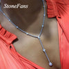 Stonefans Long Tassel Necklace Rhinestone Chain Choker for Women Statement Chunky Y Necklace Chain Crystal Jewelry