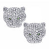 Women's  Crystal Cheetah Shaped Stud Earrings Vintage Silver Wedding Jewelry White Zircon Women's Earrings