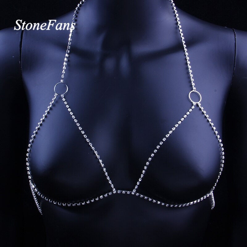 Crystal Rhinestone Bead Body Chain Harness Body Jewelry Bikini Bra