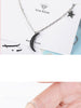 Female 925 Stamp Silver Color Black Star Moon Pendants And Necklaces Wedding Bride Party Jewelry Gift