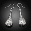 fine 925 Sterling Silver Hollow water drop shape Earrings for Women  party wedding Jewelry Christmas Gifts