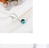 925 Stamp Silver Color Blue Round crystal Pendants and Necklace For Women Wedding party Girl Jewelry
