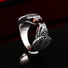 Retro Double-Headed Cobra Shape Ring Men's Ring Bohemian Red Crystal Inlaid Ring Accessories Party Jewelry Size 7~13