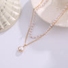 Net red simple neck jewelry necklace women's short double pearl temperament all-match clavicle chain