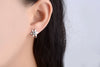925 Stamp Silver ColorSnowflake Earrings Female Zircon Hoop Earrings For Girls Wedding Engagement Jewelry Gift