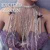 EXCTED ZIRCON  Woman Sexy Tassel Body Chain Chest Chain bling Rhinestone Crystal Jewelry Necklace Party Prom Gift