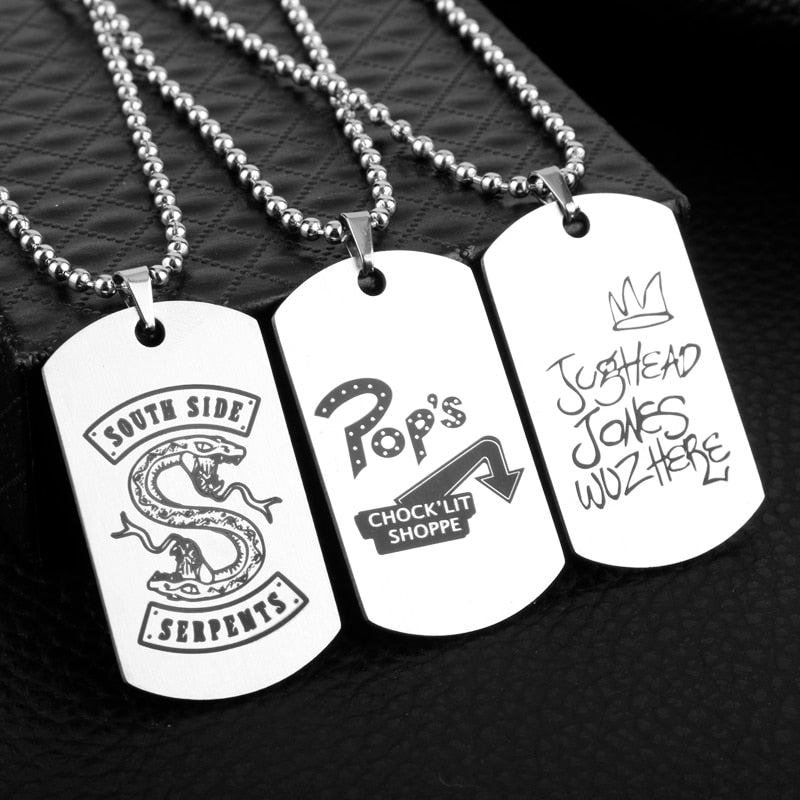 HANCHANG Jewelry Stainless Steel Dog Necklace Riverdale South Side Serpents Hat Pendant Necklace Bead Chain Collier