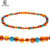 12''--24'' Natural Cognac Amber Necklace Turquoise Knotted Baltic Amber for Mother Baby Ambar Jewelry Diy Adult Necklace