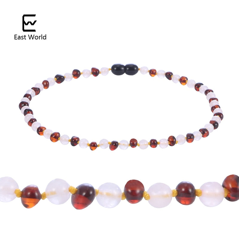 Amber Necklace for Baby Women Handmade Mother D Gifts Knotted Natural Gemstone Baltic Amber Beads Collar Mama Jewelry